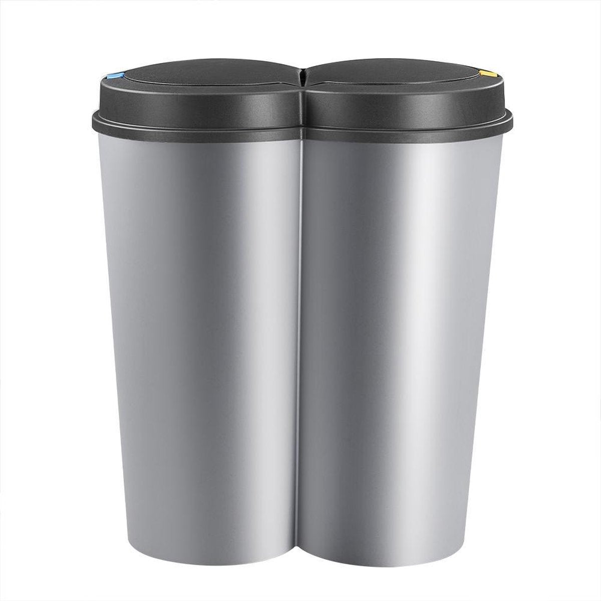 Dubbele afvalbak Klein 2 x 25L voor scheiden afval -  zilver kunststof