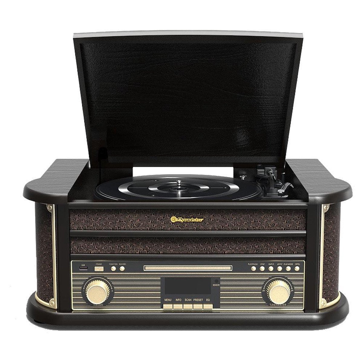 Roadstar HIF-1898D+BT Retro Platenspeler - Vintage DAB+ radio met Bluetooth - Zwart