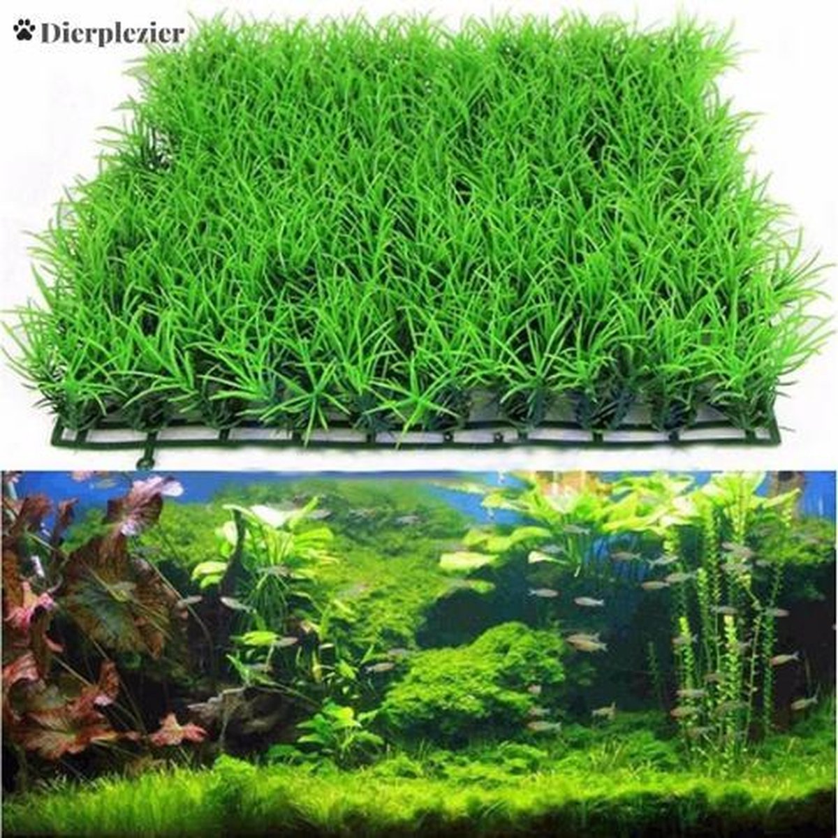 Dierplezier Aquariumdecoratie - Grasmat aquarium - Koraal - Kunstplant Aquarium - Grasmat voor aquarium - Planten - Aquariumdecoratie gras - Aquariumversiering - Benodigdheden aquarium – 23 cm x 23cm