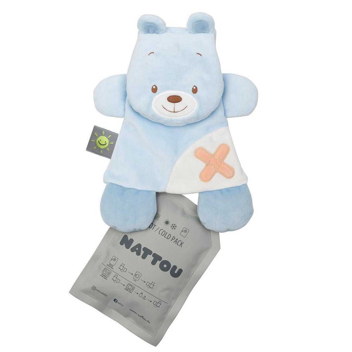 Nattou Beer Buddiezzz - Warmte en Koude Knuffel met Gelpack - 35 cm - Blauw