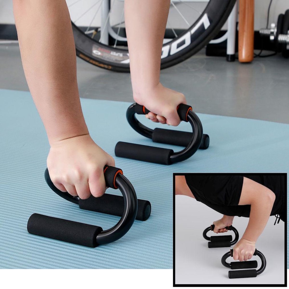 Decopatent® Push up bars - Set van 2 STUKS - Stevige opdruksteunen voor push ups S-Vorm voor hoge stabiliteit - Foam handvatten