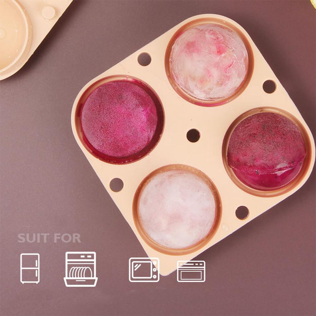 BOTC Multifunctionele 4 Cavity Silicone Bal  - Ice Cube Ball Maker - Pink