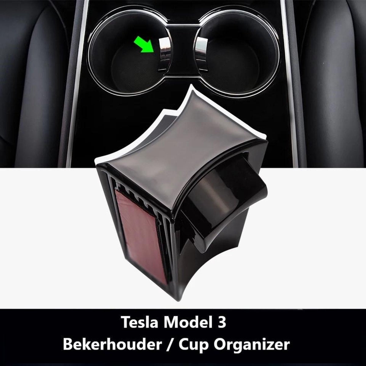 Tesla Model 3 Bekerhouder V2 Piano Zwart Cup Organizer Auto Interieur Accessoires Nederland België