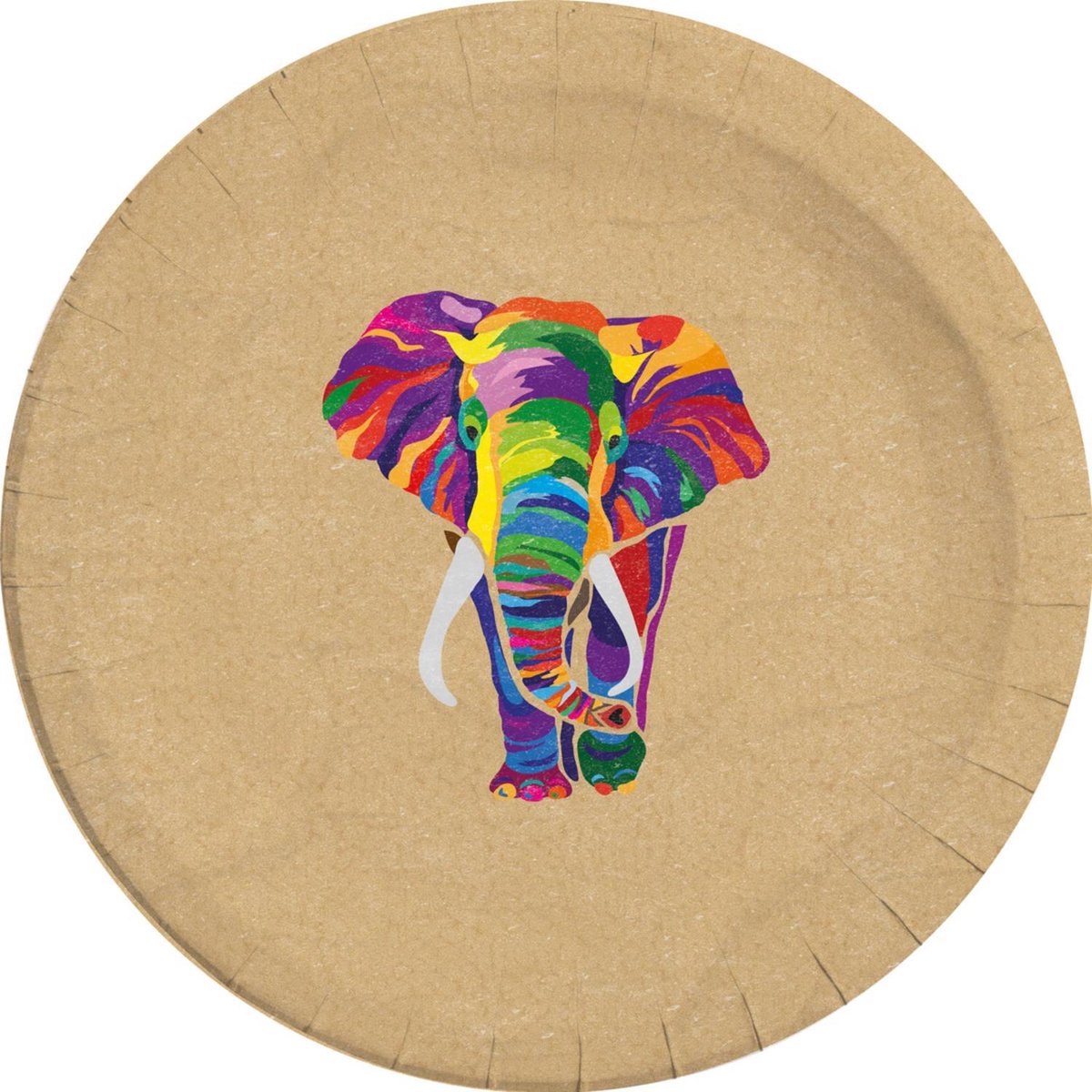 Procos Feestborden Olifant 23 Cm Karton Bruin 8 Stuks