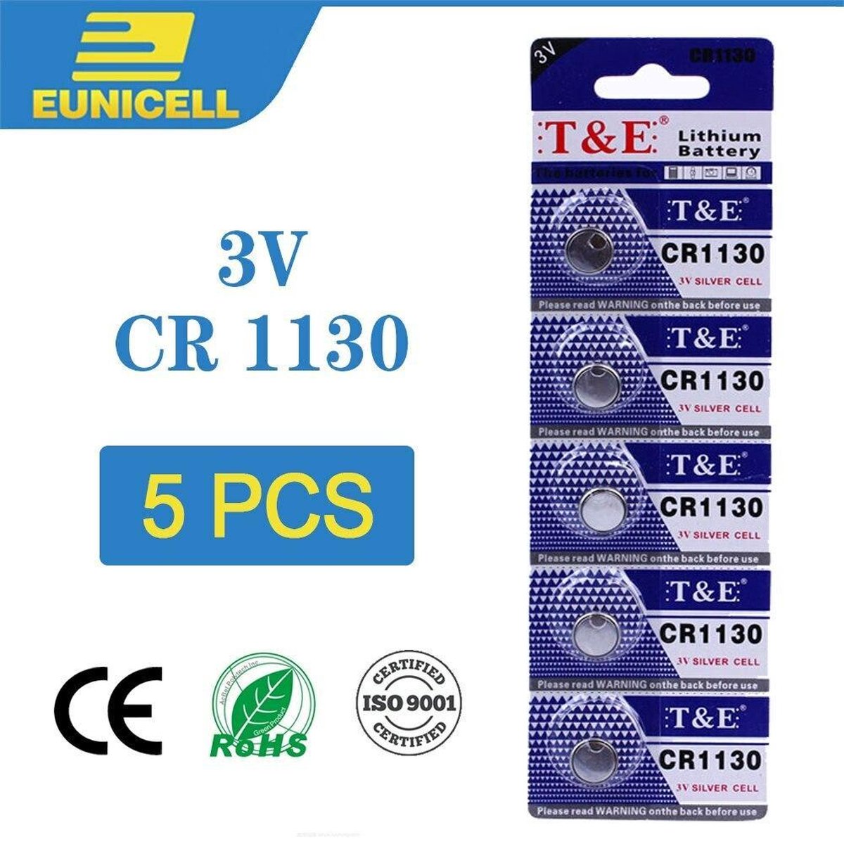 Knoopcel batterijen CR 1130 / 5 Stuks - T & E CR1130 Knoopcel Batterijen - Lithium - Silver Cell - 3 V