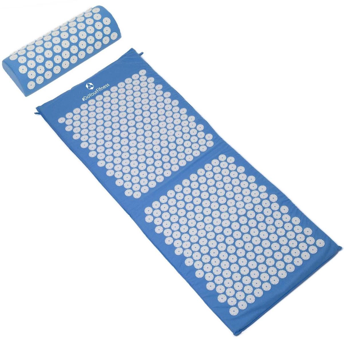 #DoYourFitness - XXL Acupressuur Set - »Yumanyi« - mat + kussen - Maat : spijkermat (125x48cm) en kussen (48x9cm) - blauw