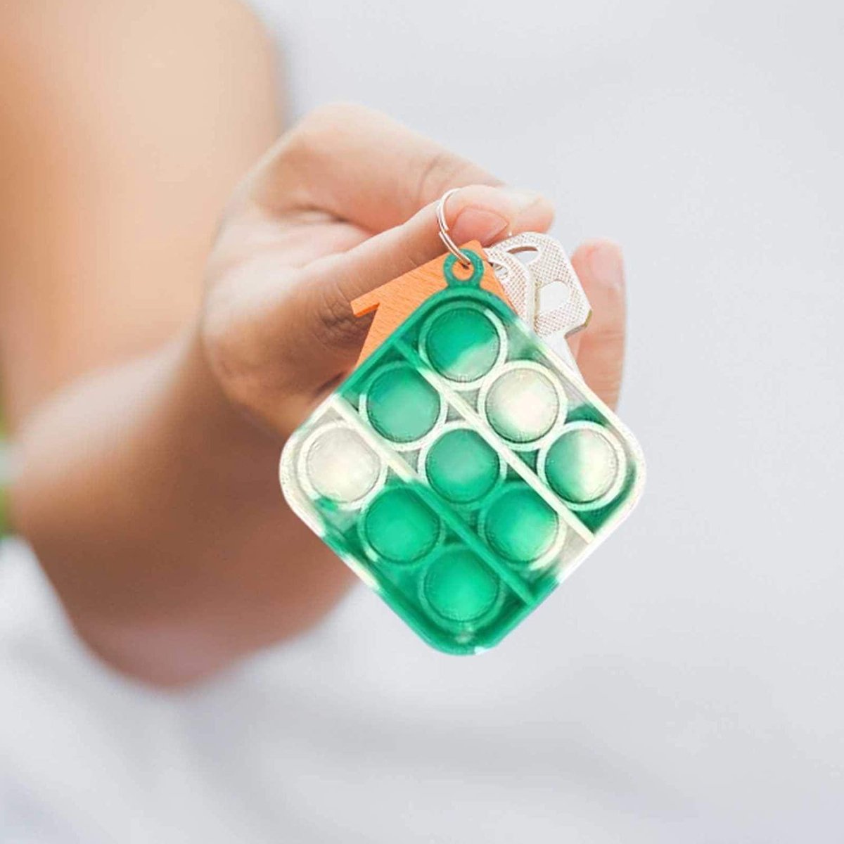 Fidget - Pop it - mini - Sleutelhanger - Groen - Marble - Vierkant - Bekend van Tiktok