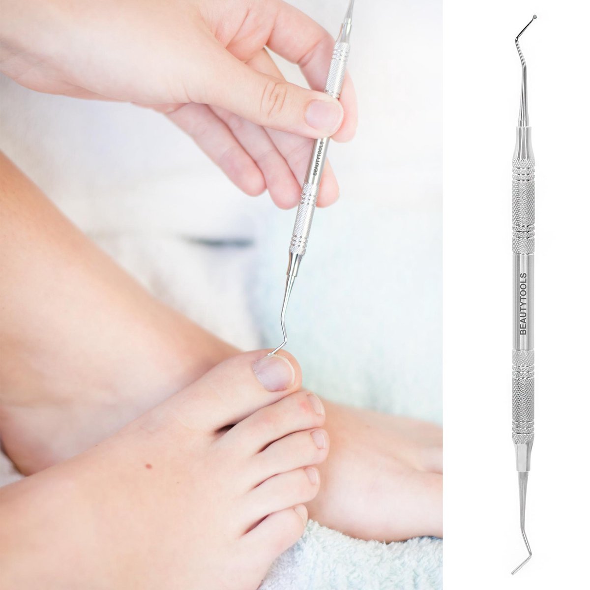 BeautyTools INOX Pedicure Excavator / Nagellifter Voor Ingegroeide Teennagels en Hoekjes - Nagelheffer - Dubbelzijdig Super Fijn 1 mm Bek (15cm) (NL-0225)