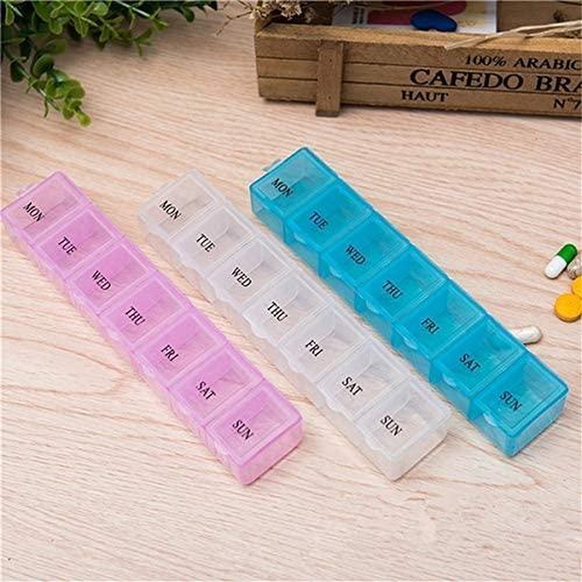 Doodadeals Pillendoos 7 Dagen – Medicijndoos 7 Dagen – Pillendoosjes 7 Dagen – Medicijnen Doosje 7 Dagen - Medicijnbox - Transparant Wit - 1 stuk