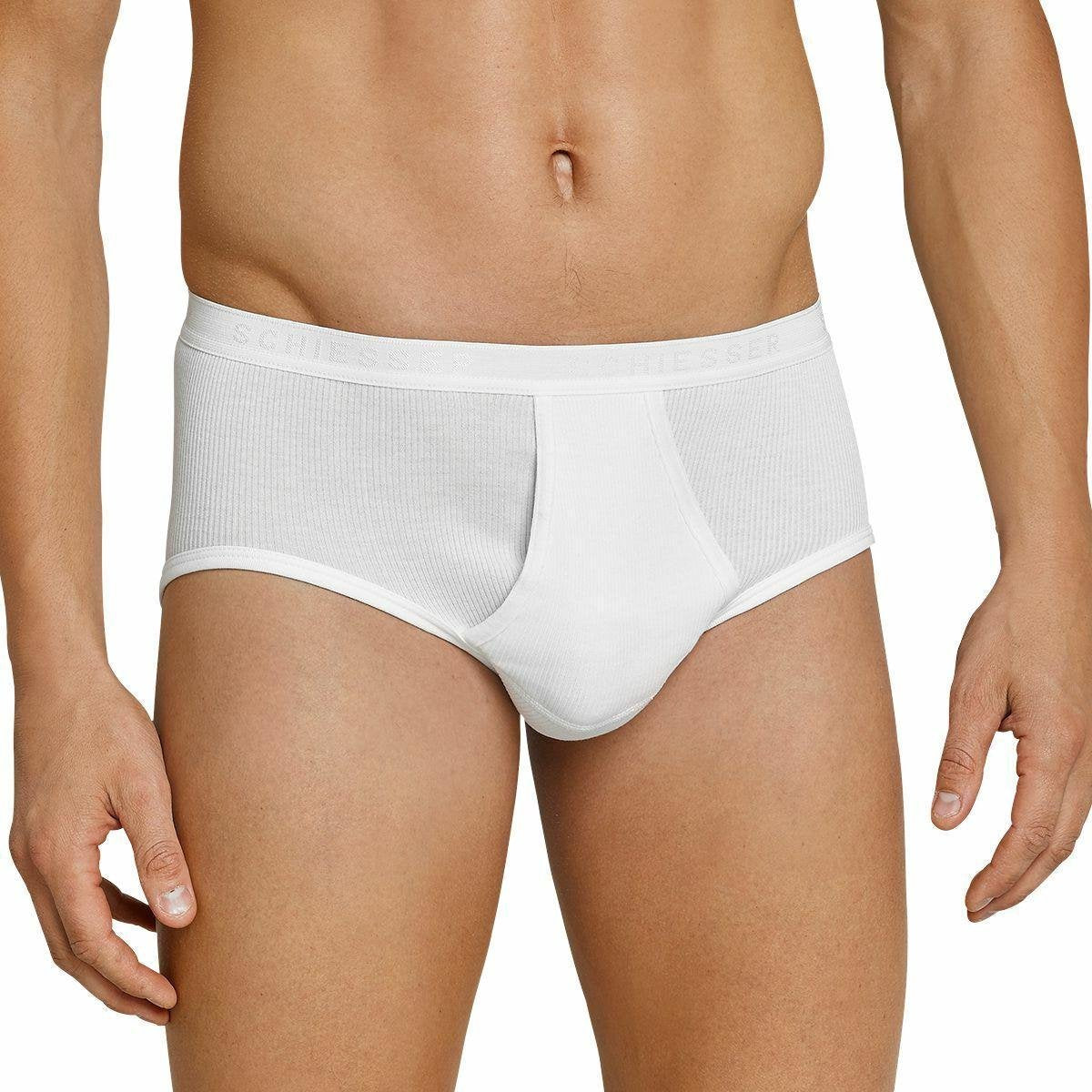 Schiesser sportslip met opening 4 pack Original Classics dubbelrib
