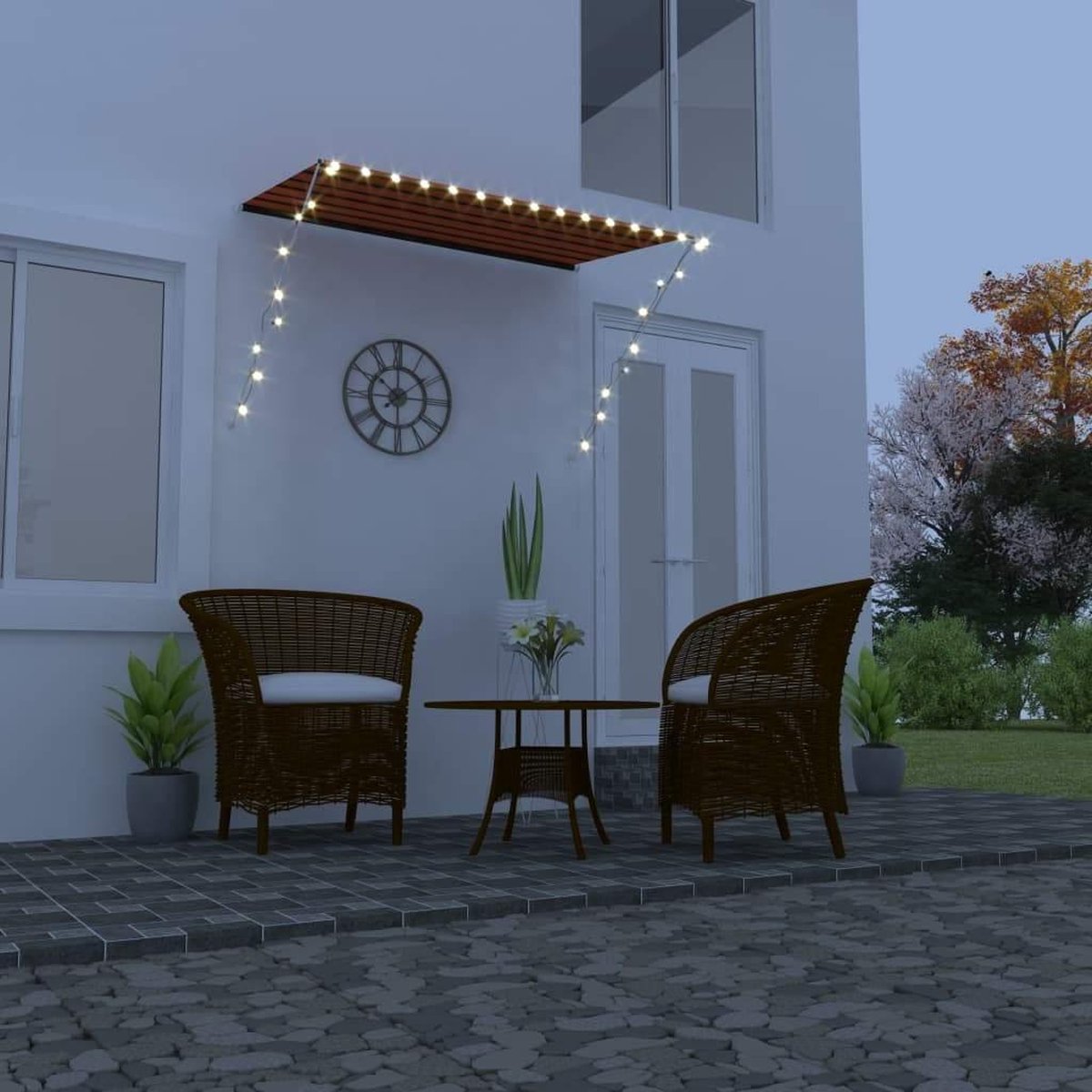 Luifel uittrekbaar met LED 200x150 cm oranje en bruin