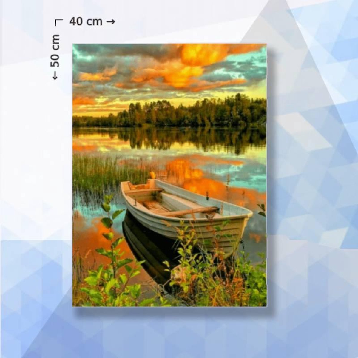 Diamond Painting Pakket Roeiboot - ronde steentjes - 40 x 50 cm