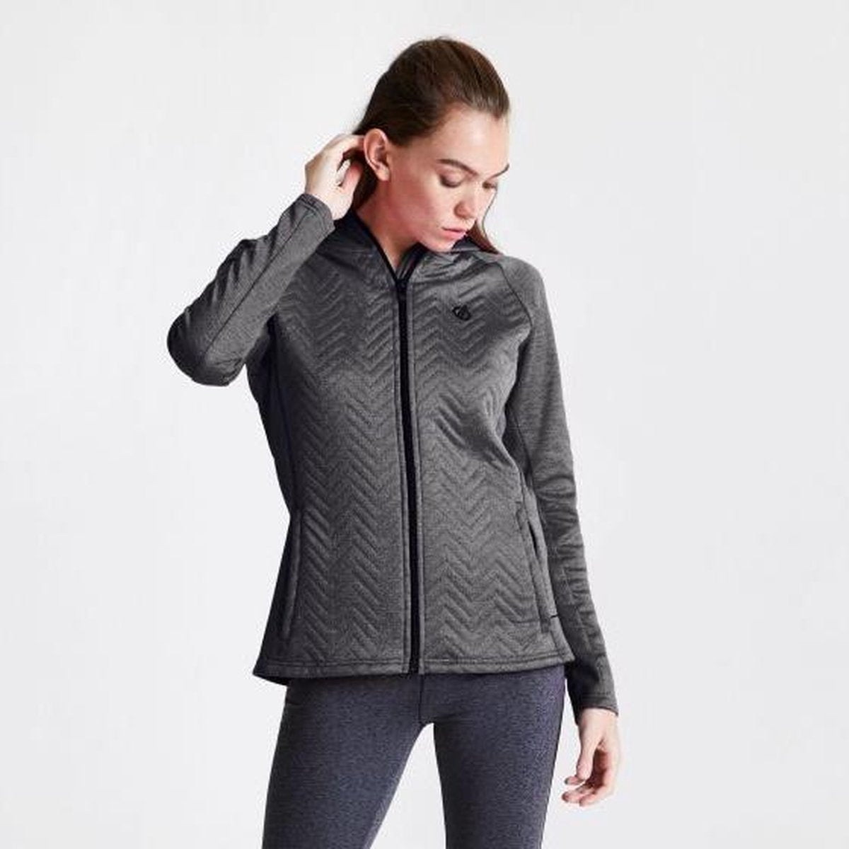 Dare 2b Women's Faultless Full Zip Hooded Hybrid Fleece Outdoortrui Dames - Grijs - Maat 34