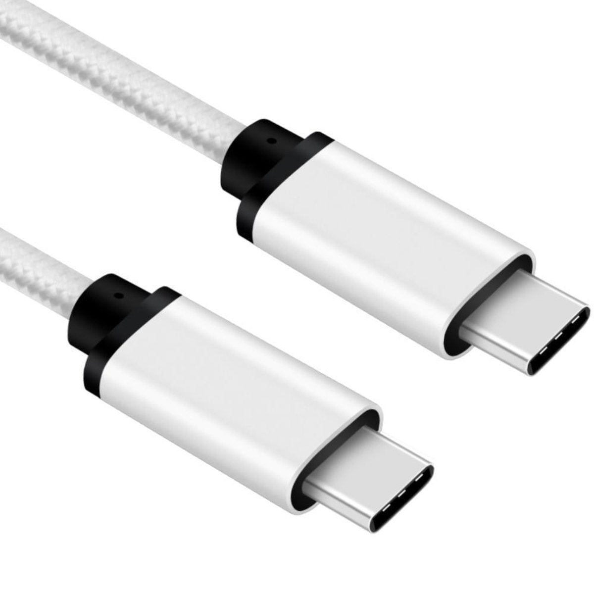USB C kabel | C naar C | Nylon mantel | Zilver | 1.5 meter | Allteq