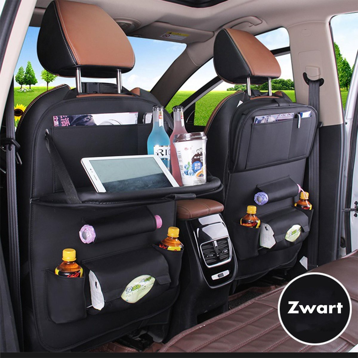Autostoel Organizer - Auto Organizer met Tablethouder - Reistafel - Auto Accessories - Auto Organizer Autostoel - Autostoel Organizer voor Kinderen - Met Uitklapbare Laptophouder - Opbergsysteem Auto - Voor Baby en Kinderen - Water en Stof Bestendig
