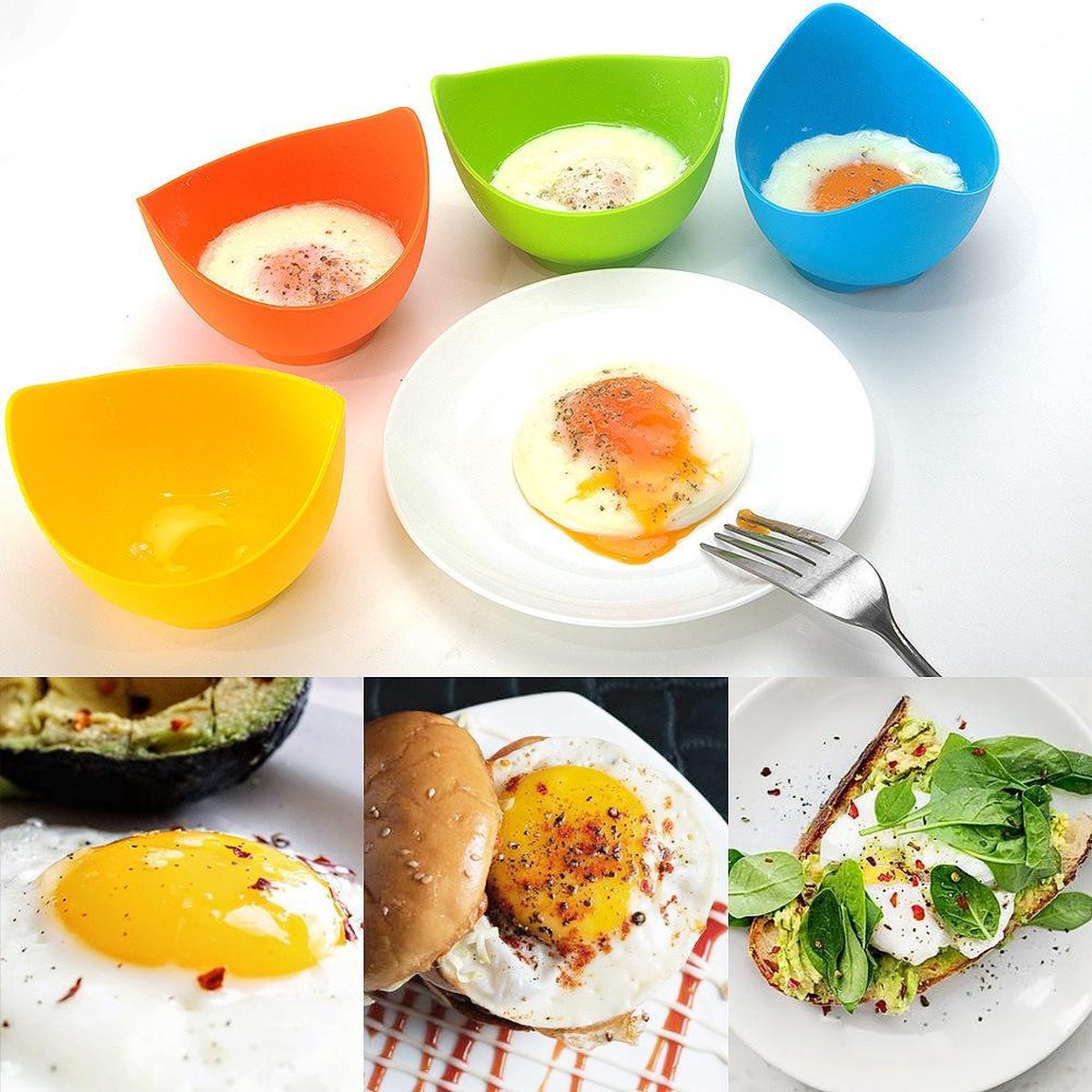 BOTC Siliconen Ei Pocheerder - Siliconen Egglettes 4 stuks