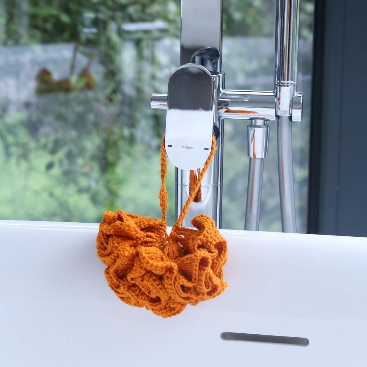 Douche Puff Spons | Shower Puff Sponge | Katoenen Douchespons | Plastic-Free Sponge | Zero Waste | Orange