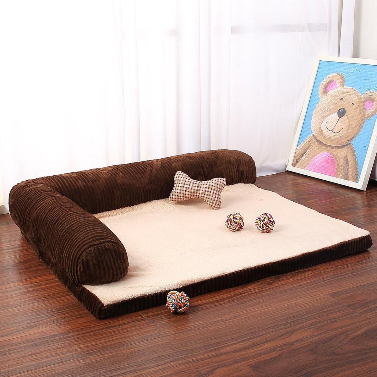 TBG Hond Bed Zachte Kat Hond Slaapbanken Grote Hondenkennel Kussen Mat Puppy Duitse Herder L Vormige Bank Voor Grote kleine HondCholocate M
