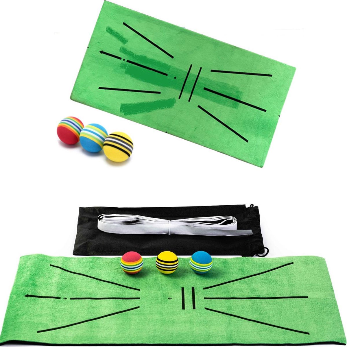 Firsttee - Impact Chippingmat 60x30 CM - COMPLETE SET - Oefenmat Golfballen - Golfmat Golfbal - Golf accessoires - Cadeau - Sport - Training - Net - Oefen - Mat - Putting - Driving range Afslagmat - Golftrainingsmateriaal - Golftrainingsmaterialen