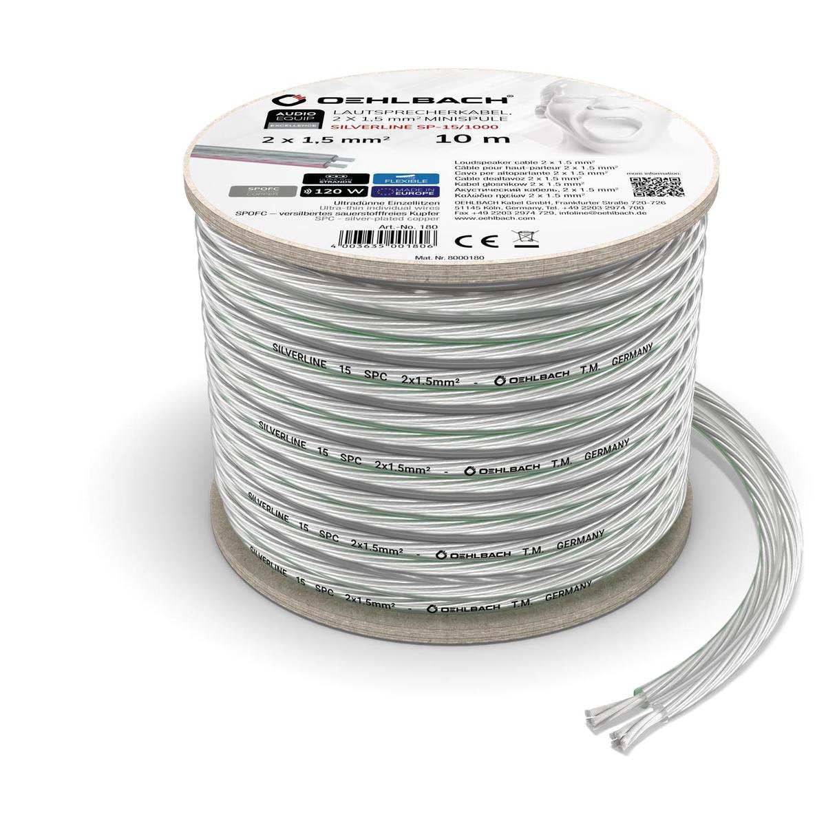 OEHLBACH Luidsprekerkabel verzilverd 2 x 1