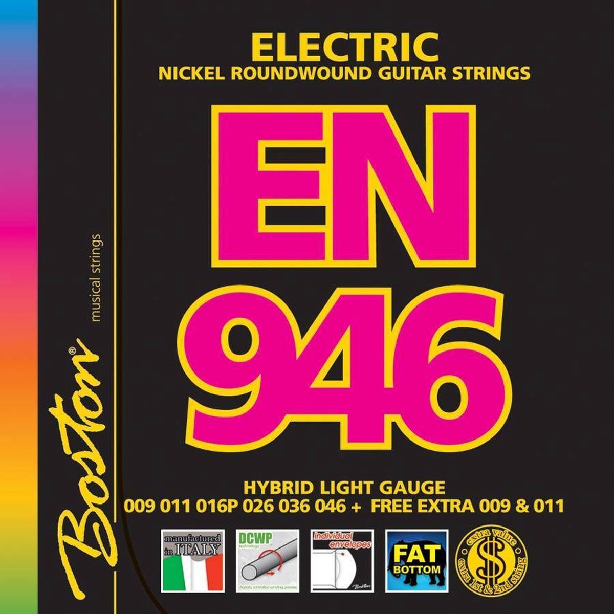 Snarenset elektrische gitaar Boston EN-946 nickel roundwound Hybrid Light