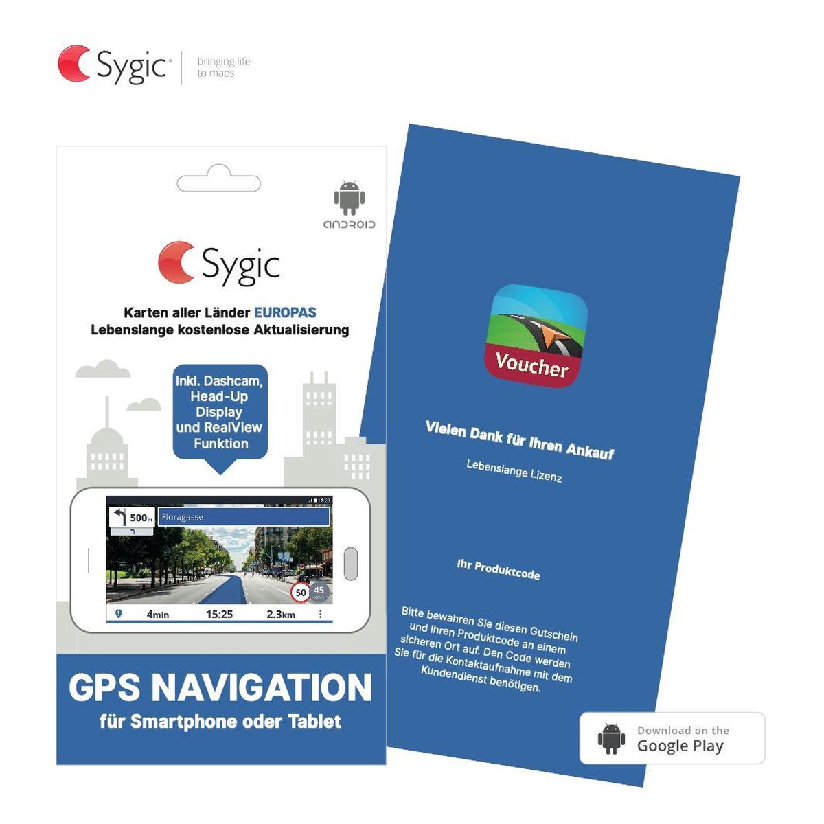 Sygic SYE93 LifeTime GPS offline navigatie app - Voucher Edition