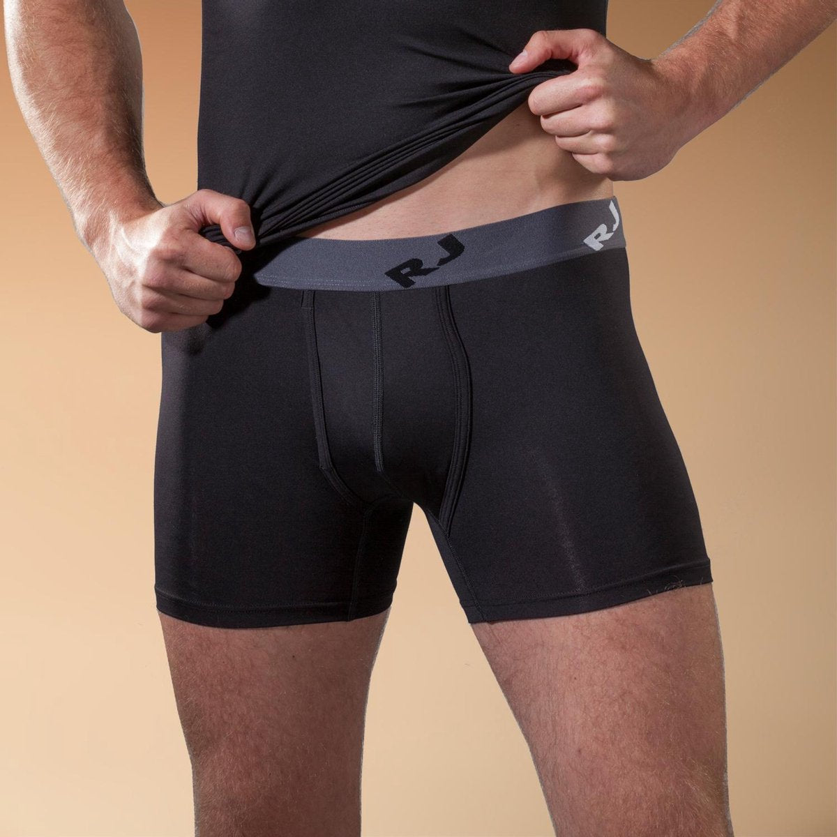 RJ Bodywear Pure Color - heren boxershort met opening - Zwart - Maat: XL