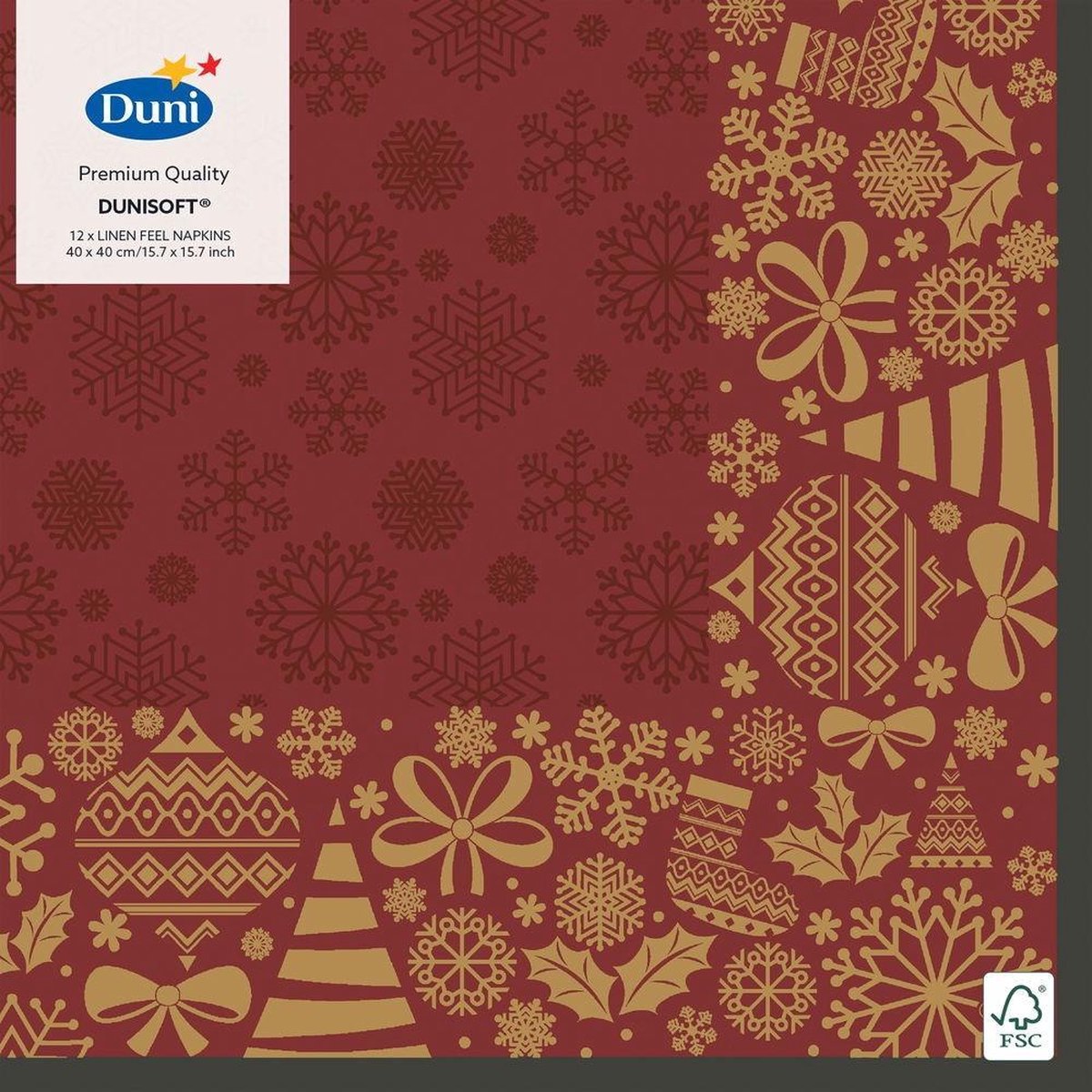 Duni Servetten Divine Air-laid 40 Cm Rood/goud 12 Stuks