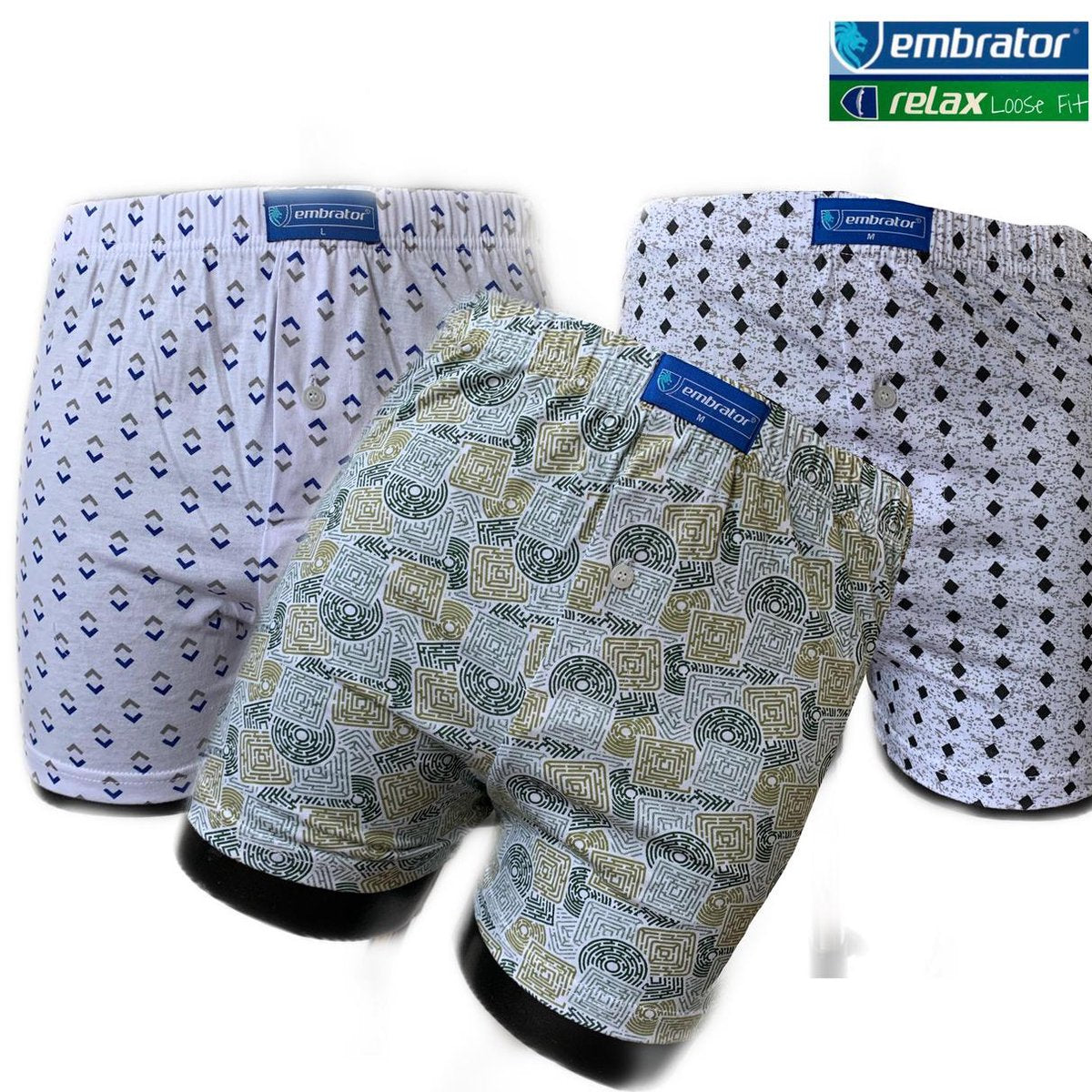 Embrator 3-pack mannen Boxershort Loose Fit katoen 2XL
