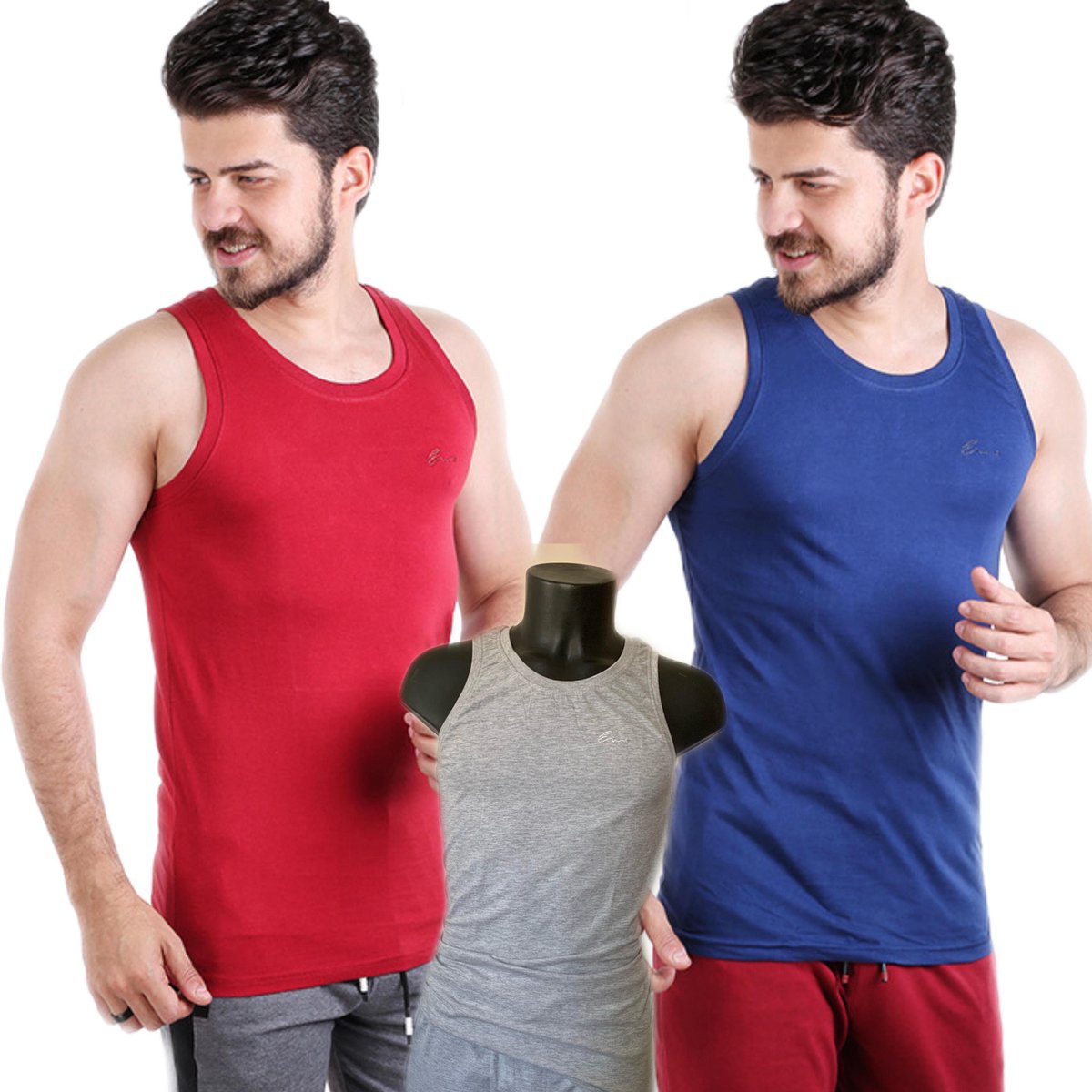 Embrator mannen Tank-Top met ronde hals 3-stuks mix maat M