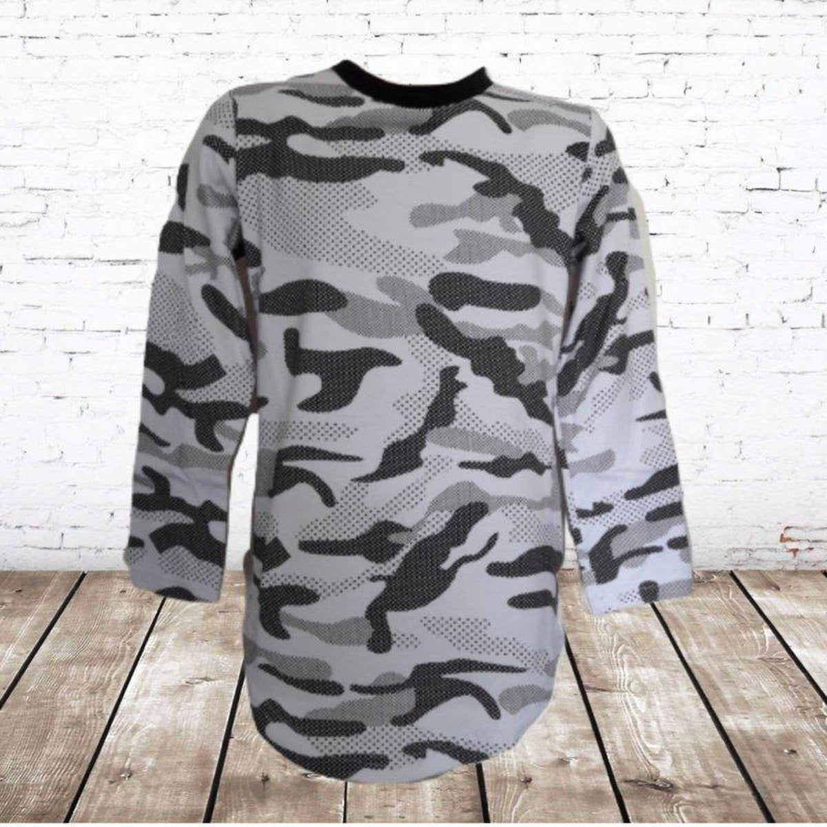S&C Jongens longsleeve camouflage wit - 110/116