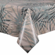 MixMamas Tafelzeil - 140 x 250 cm - Tropische bladeren - grijsblauw