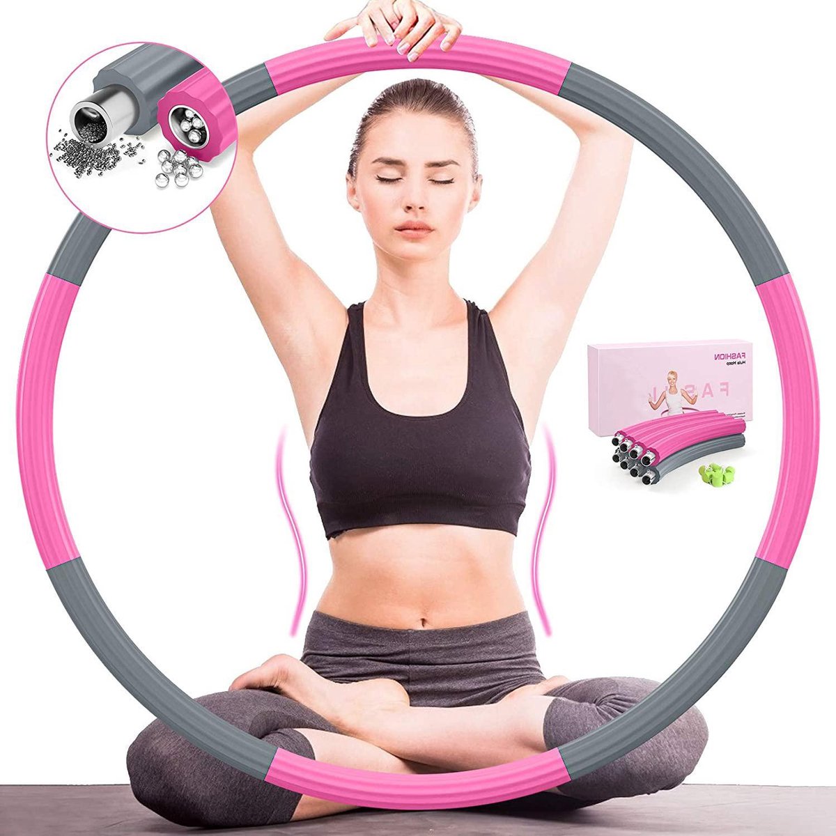 Extra stevige Fitness Hoelahoep - 1.2 kg -  Roestvrijstaal - Sport hoepel met gewicht - Weighted Hula hoop - Voor Volwassenen