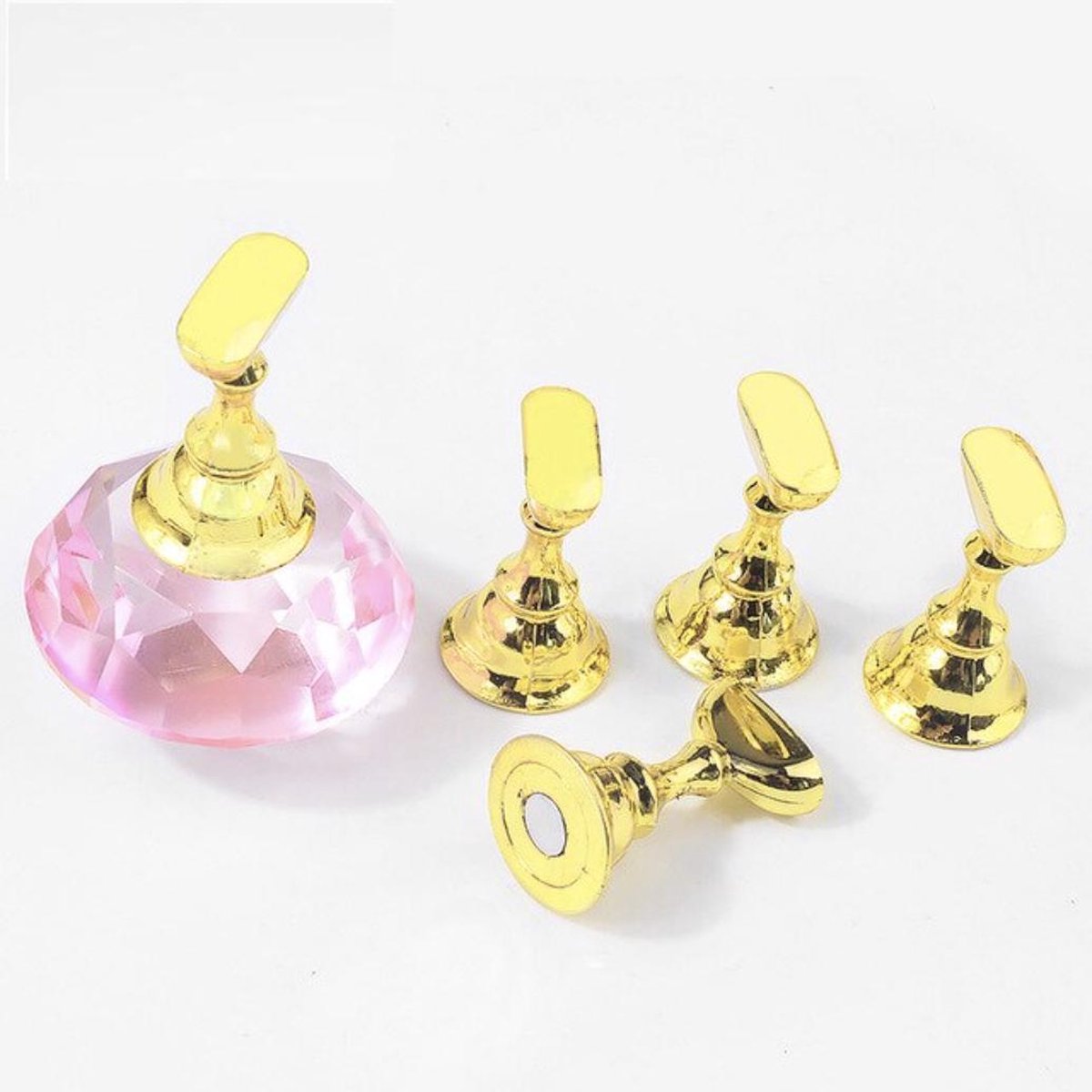 WiseGoods Magnetische Kunstnagel Houder - Nepnagel Oefen Display met 5 Houders - Nep Nagels - Nageltips - Roze Kristal
