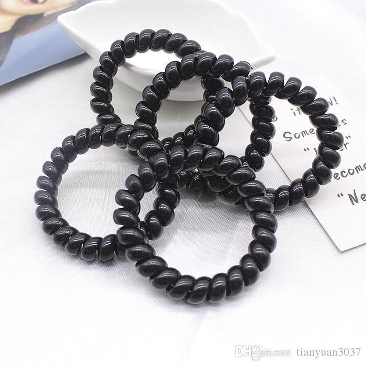 Doodadeals Zwarte Haarelastiekjes - 20 stuks - Telefoondraad - Spiraal - Haar elastiekjes of armband - Zwarte Haar Elastiekjes Voor Meisjes