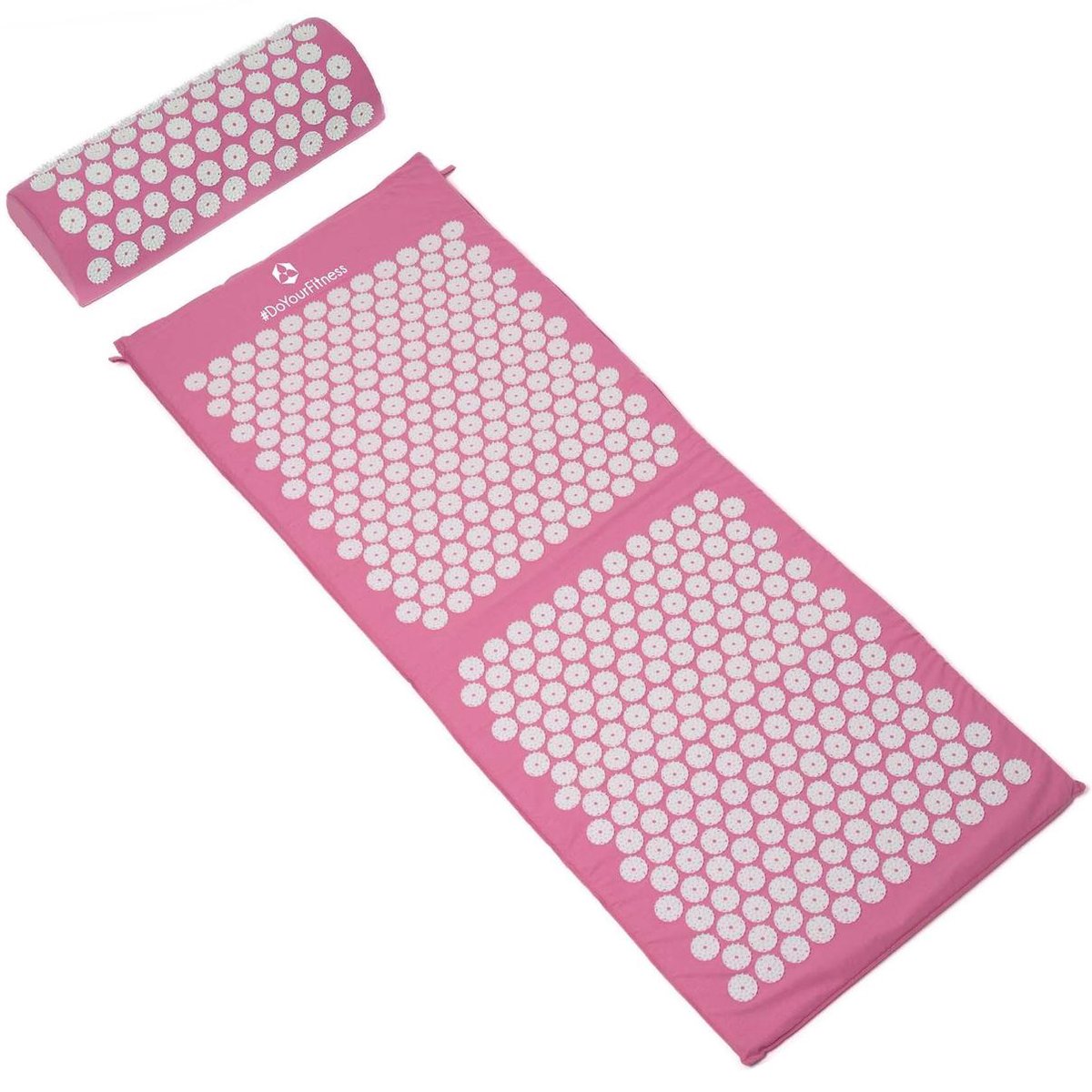 #DoYourFitness - XXL Acupressuur Set - »Yumanyi« - mat + kussen - Maat : spijkermat (125x48cm) en kussen (48x9cm) - roze