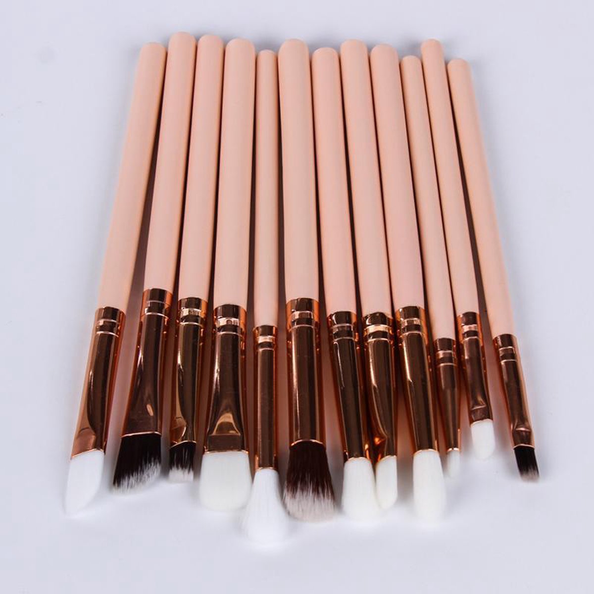 Kwasten Set Make-Up - 12 Delige Set - Beauty Set - 12 Make-up Kwasten Crème Kleurig