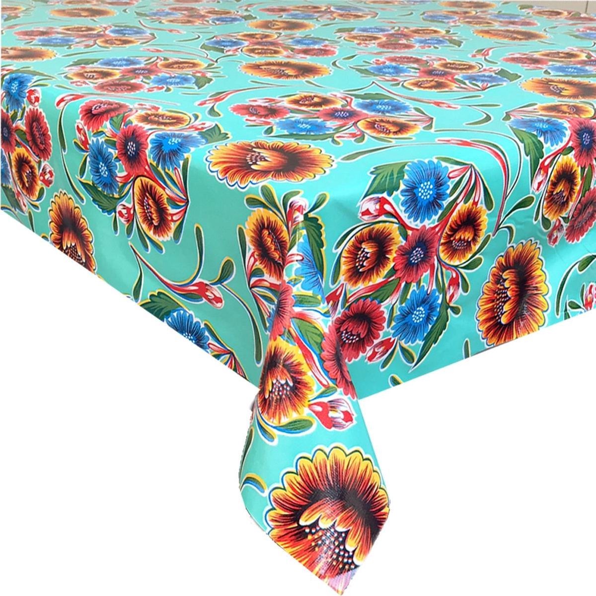MixMamas Tafelzeil Floral - 120 x 250 cm - Mintgroen
