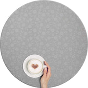 MixMamas Rond Tafelzeil - Ø 140 cm - Strakke bloem - lichtgrijs