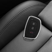 kwmobile autosleutelhoesje voor Hyundai Kia 3-knops autosleutel Keyless Go - sleutelcover van TPU in zilver / metallic zilver - Sneeuwbol met Sterren design