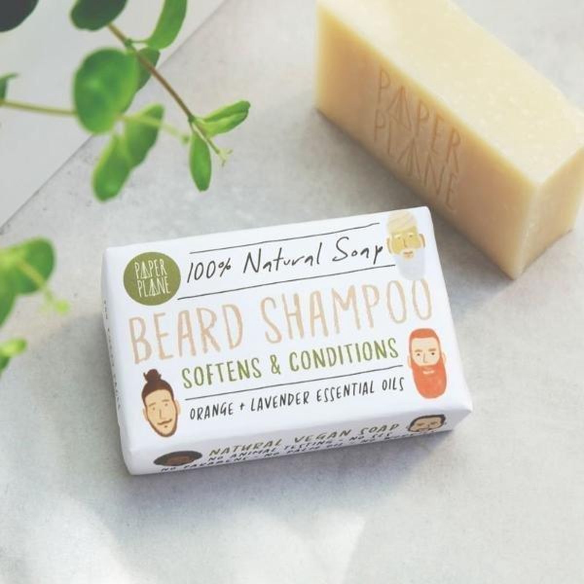 Paper Plane - Baardshampoo - Scheerzeep bar - Vegan - 100% natuurlijk