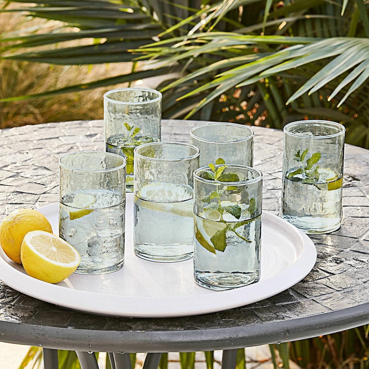 LOBERON Glas set van 6 Gardica grijs