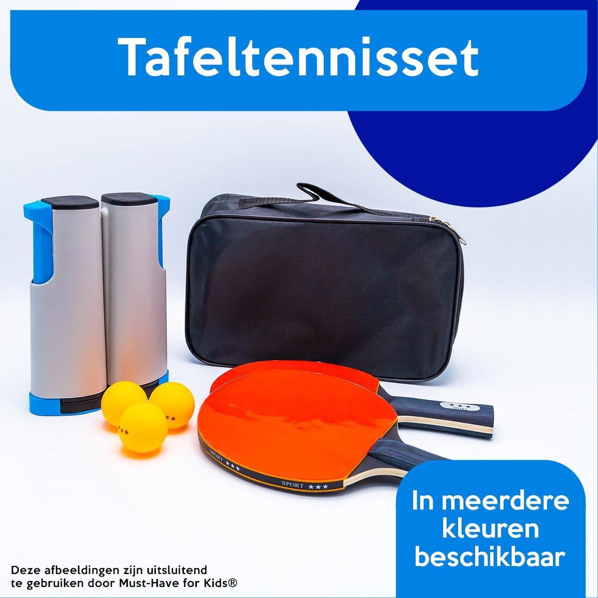 Tafeltennisset "Grijs/Blauw" - Uitschuifbaar Tafeltennisnet - Pingpongballen - Tafeltennistafel