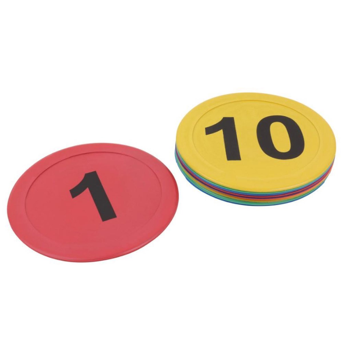 eSAM® - Set van 10 - Basis markeringen - vloermarkering - platte vorm - floor marker - rond - cijfers 1 t/m 10 -  Ø ca. 20 cm