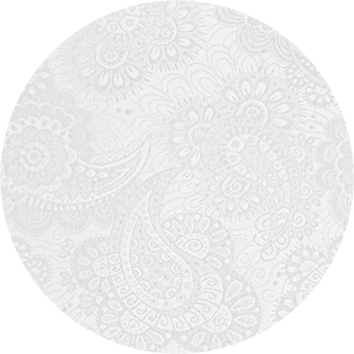 MixMamas Rond Tafelkleed Gecoat Jacquard - Ø 160 cm -Paisley - Wit