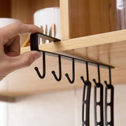 RSQUAD® Keuken Opbergrek - ophangrek - ophanghaken - Glazen houder - Keukenrail - Panhouder - Handdoekhouder - Kopjes houder - Organizer Opberger Rek - Zwart