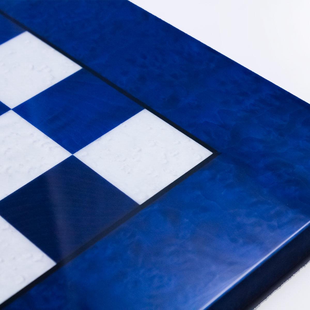 Luxe schaakbord - Briar blauw - 42x42 cm