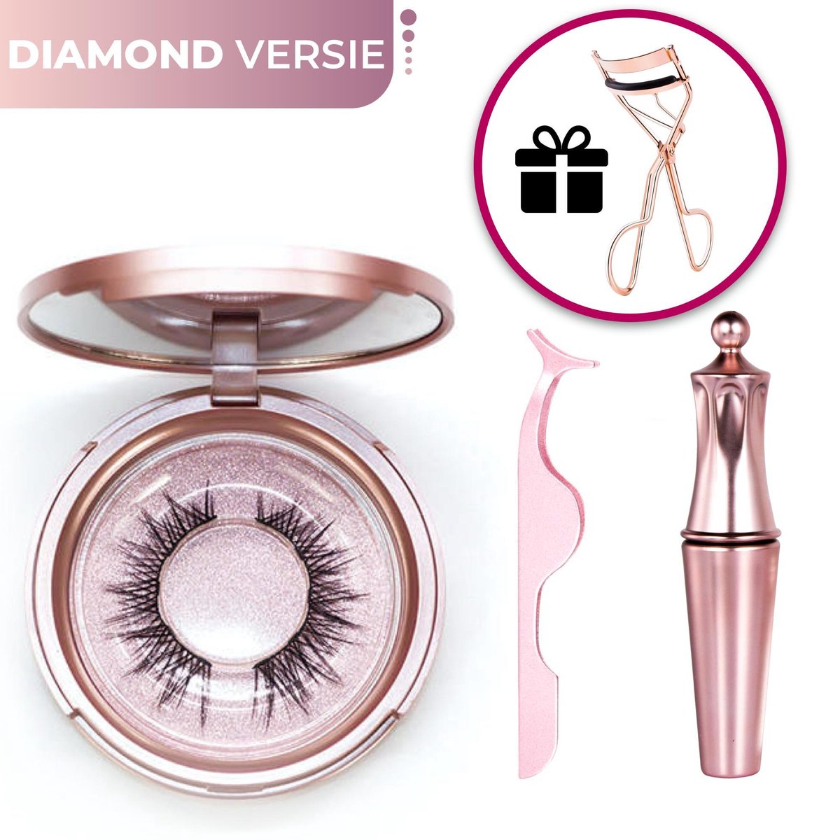 Magnetische Wimpers - Nepwimpers - Magnetische Eyeliner - Inclusief Wimperkruller - Diamond
