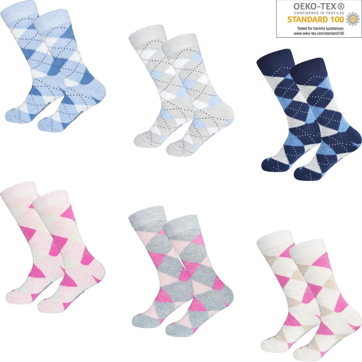 Dames sokken geruit 12 pack 39-42