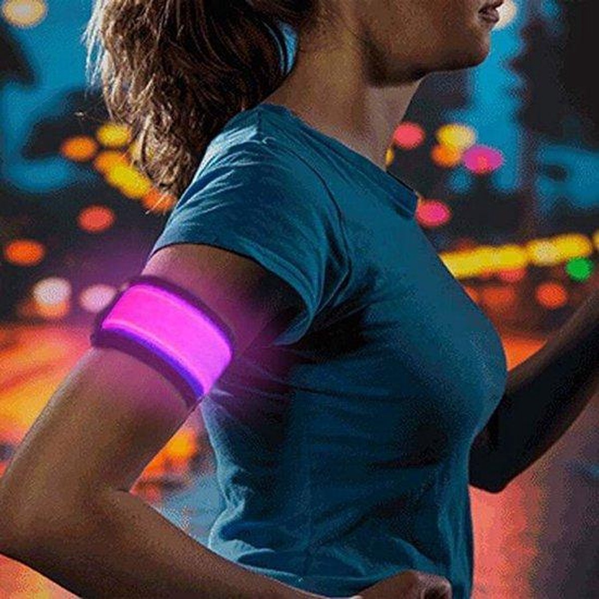 2 stuks Led verlichte armband (roze) voor sportievelingen die hardlopen